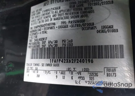 2002 Ford Mustang Gt из США, поврежденный, VIN 1FAFP42X62F240196